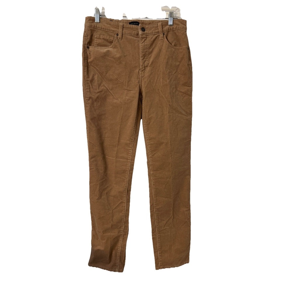 Talbots Women's Corduroy‎ Straight Leg Pants Brown Tan Size 6 Stretch Preppy